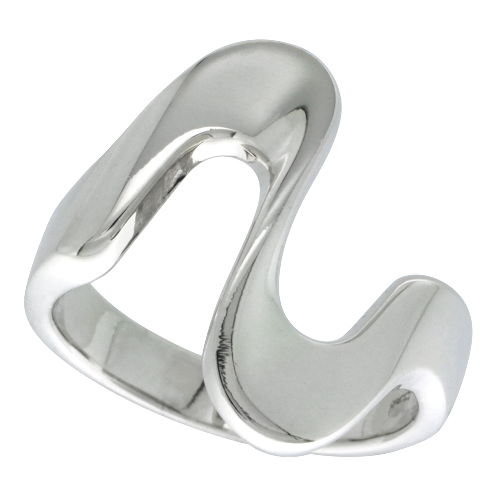 STERLING SILVER WAVE RING 7/8 INCH SIZES 6 - 11