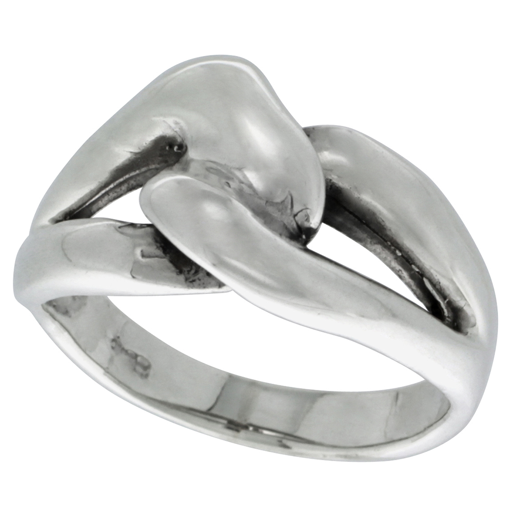 STERLING SILVER LOVE KNOT RING 1/2 INCH WIDE SIZES 5 - 14