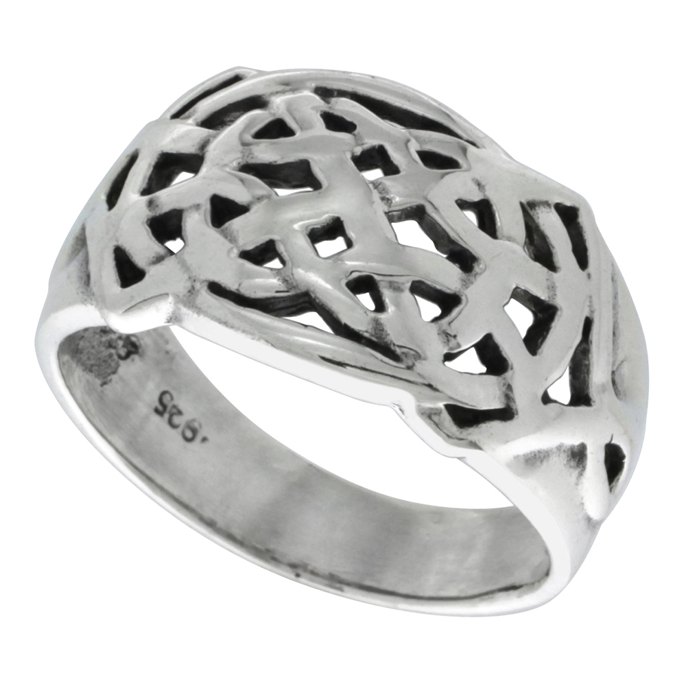 STERLING SILVER CELTIC KNOT RING 1/2 INCH WIDE SIZES 5 - 14