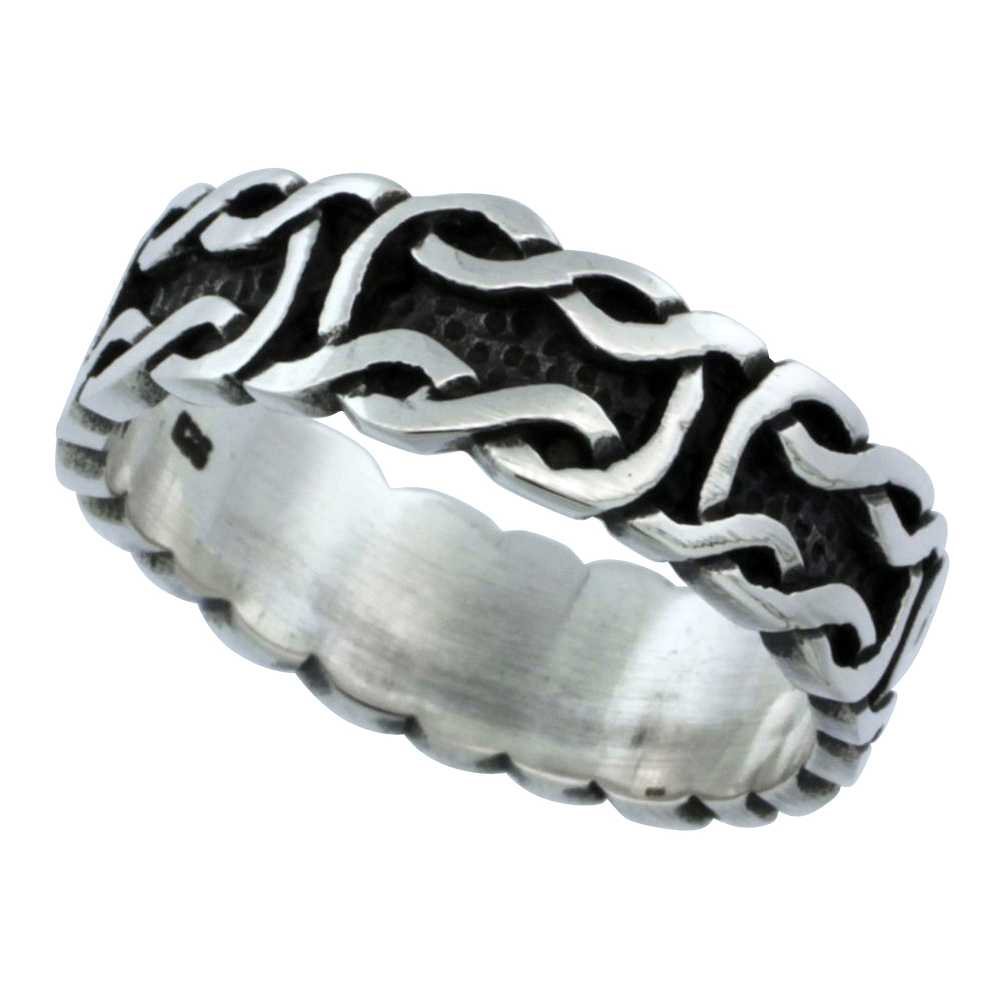 Sterling Silver Celtic Knot Ring Wedding Band Thumb Ring 1/4 inch wide sizes 6 - 10