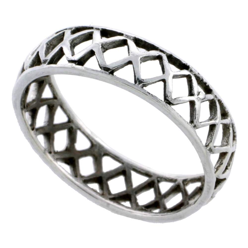 STERLING SILVER CRISSCROSS RING 3/16 INCH WIDE SIZES 6 - 10