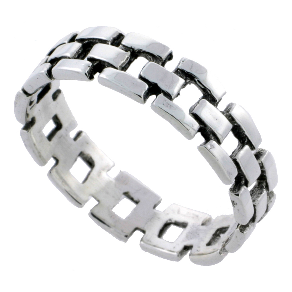 Sterling Silver Bar Links Stackable Ring 3/16 inch wide sizes 4 - 10