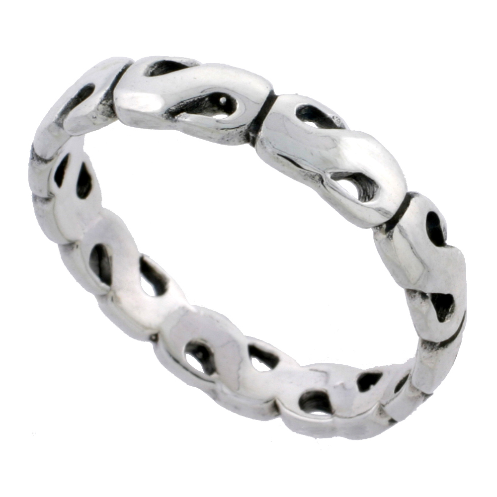 Sterling Silver S Links Stacking Ring sizes 5 - 13 1/4 inch wide