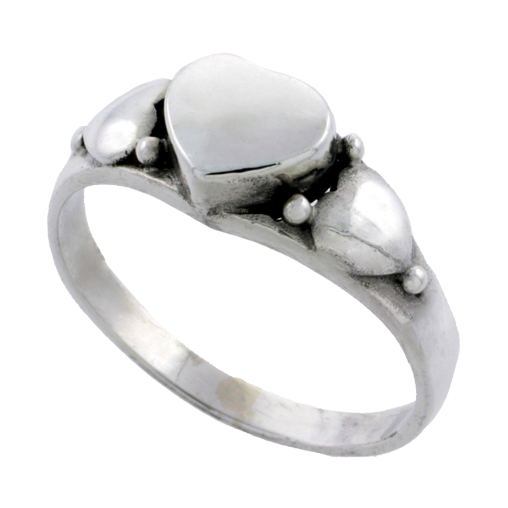 STERLING SILVER HEART RING 1/4 INCH SIZES 4 - 11