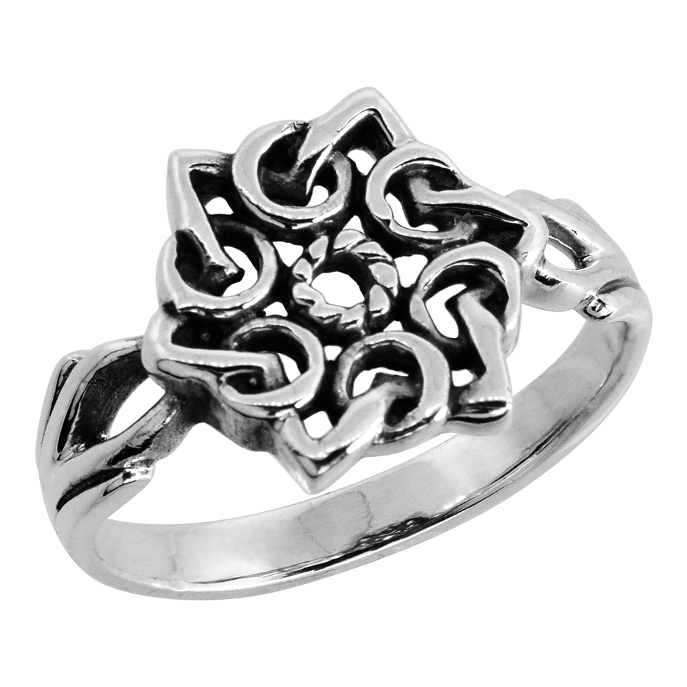 STERLING SILVER CELTIC MANDALA RING 1/2 INCH WIDE SIZES 6 - 10