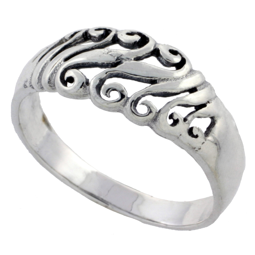 Sterling Silver Swirl Ring 5/16 inch wide sizes 6 - 10