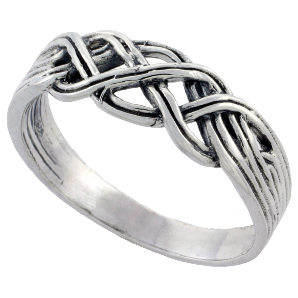 Sterling Silver Woven Braid Ring 1/4 inch sizes 6 - 10