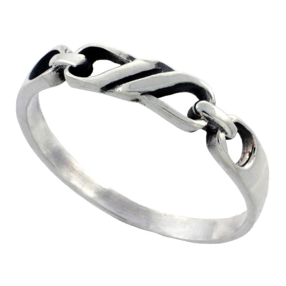 Sterling Silver Fancy Ring 3/16 inch sizes 6 - 10
