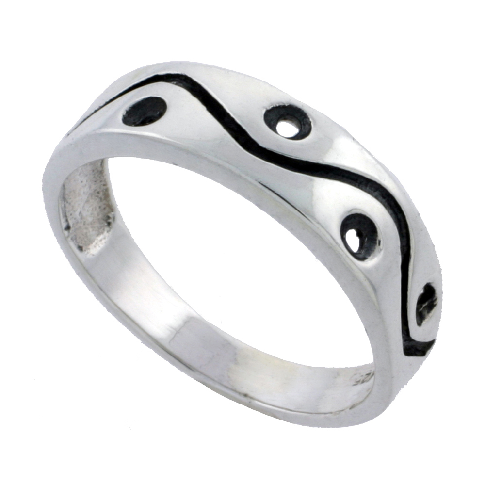 Sterling Silver Wave Ring Native American Symbol 1/4 inch wide sizes 6 - 10