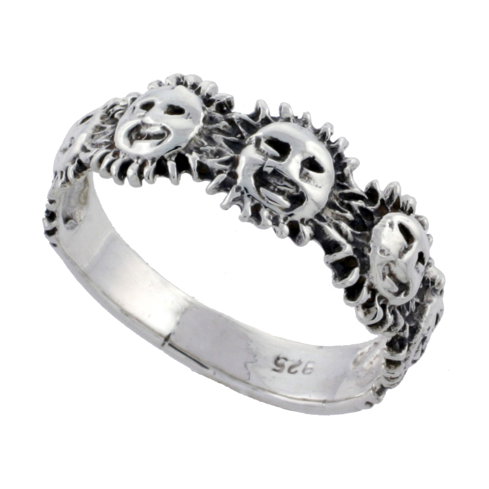 STERLING SILVER SUN RING FOR WOMEN 1/4 INCH SIZES 6 - 10