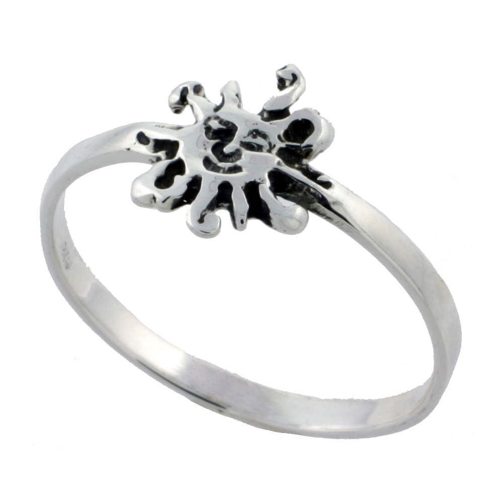 STERLING SILVER SUN RING FOR WOMEN 3/8 INCH WIDE SIZES 6 - 10