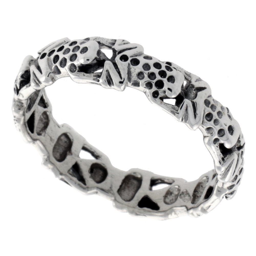 Sterling Silver Frogs Ring 1/4 inch wide sizes 6 - 10