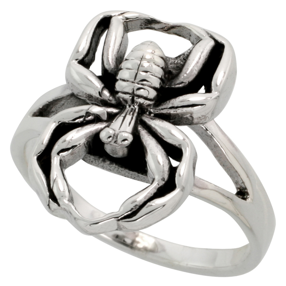 STERLING SILVER SPIDER RING FOR WOMEN 3/4 INCH SIZES 6 - 10