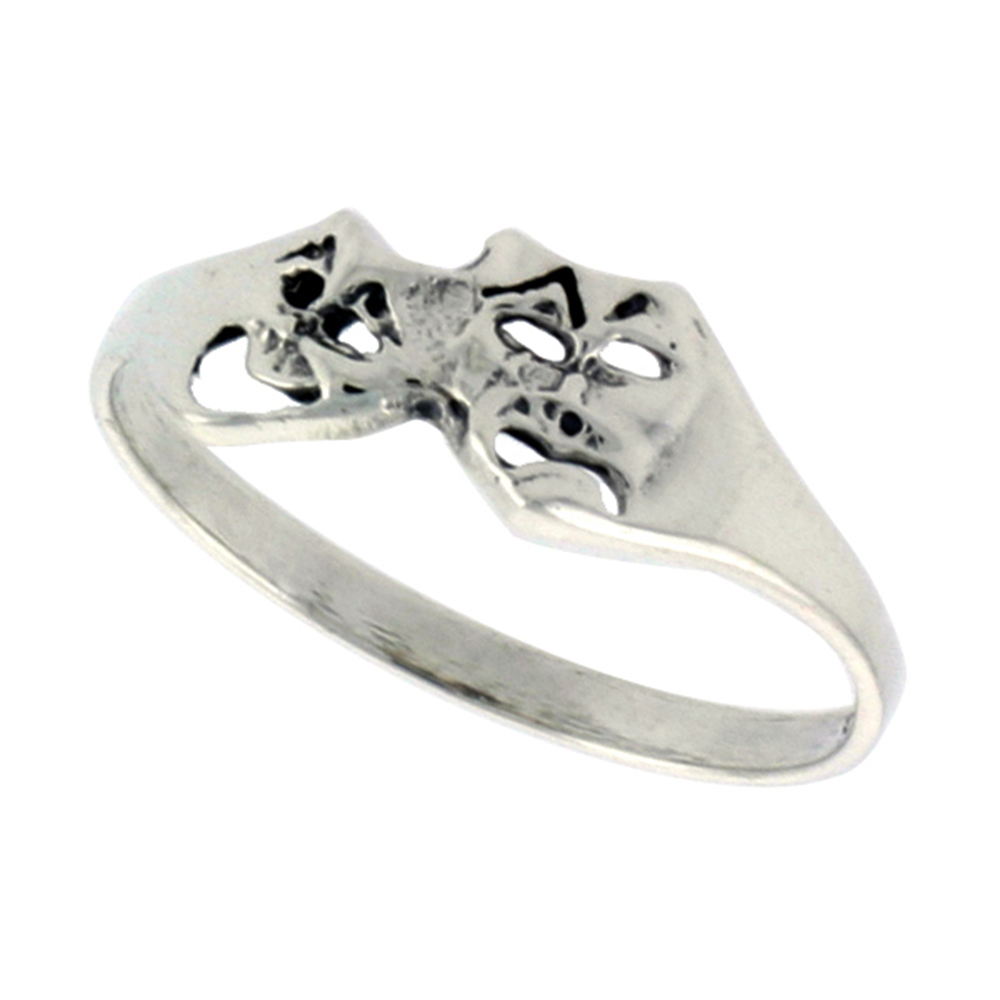STERLING SILVER DRAMA MASKS RING FOR WOMEN DAINTY 1/4 INCH SIZES 6 - 10