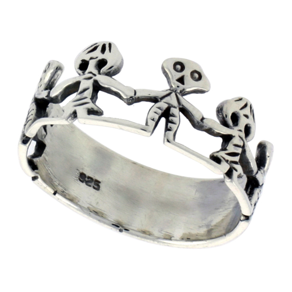 STERLING SILVER HALLOWEEN RING FOR WOMEN 3/8 INCH WIDE SIZES 6 - 10