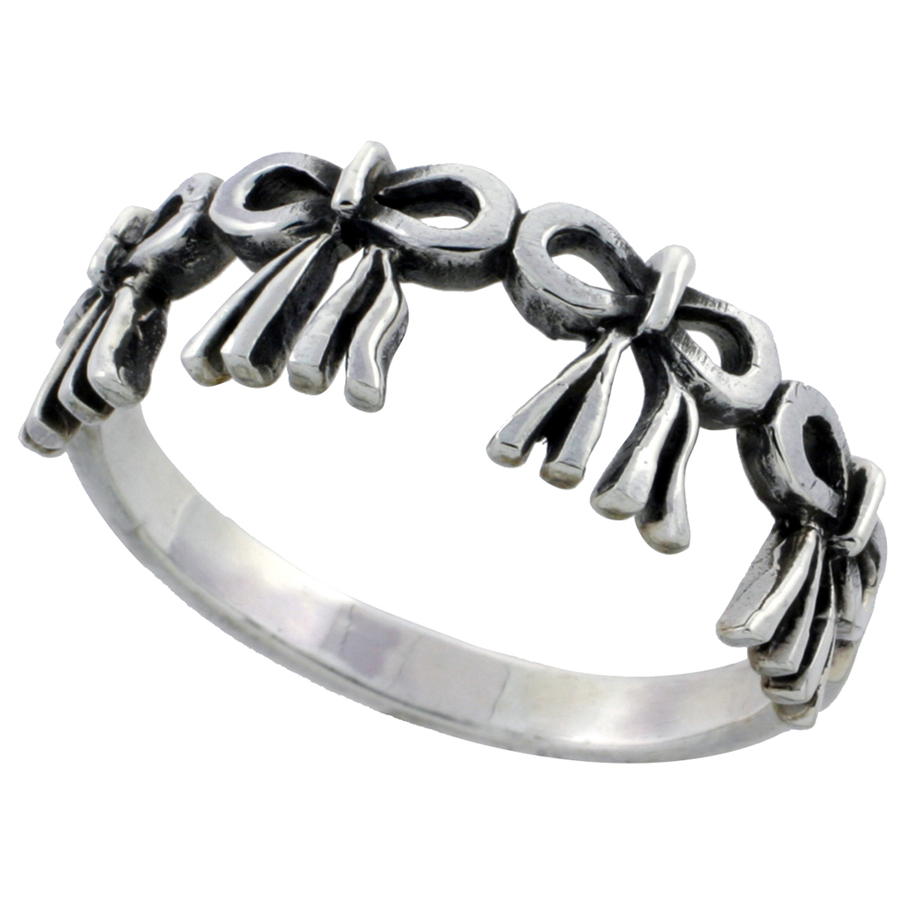 STERLING SILVER RIBBONS RING 5/16 INCH WIDE SIZES 6 - 10