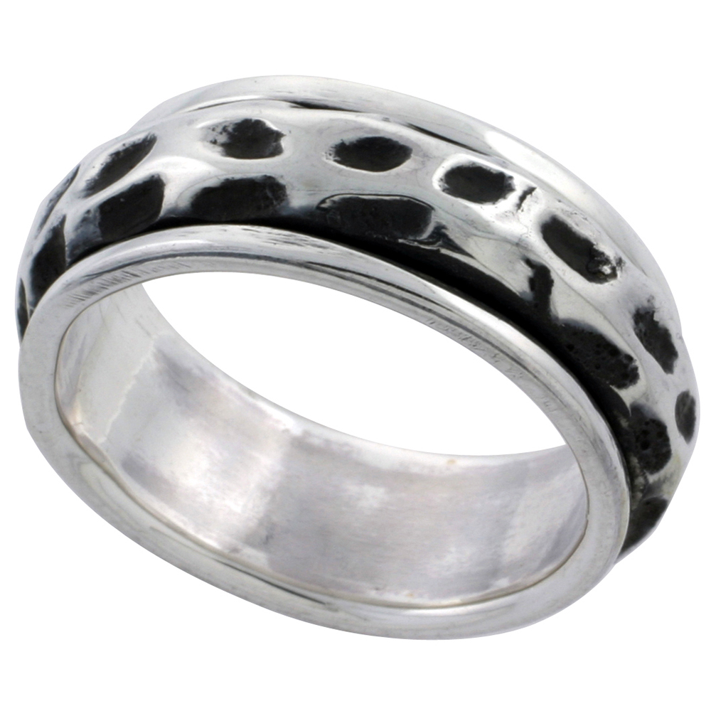 STERLING SILVER FREEFORM DESIGN SPINNER RING 5/16 INCH WIDE