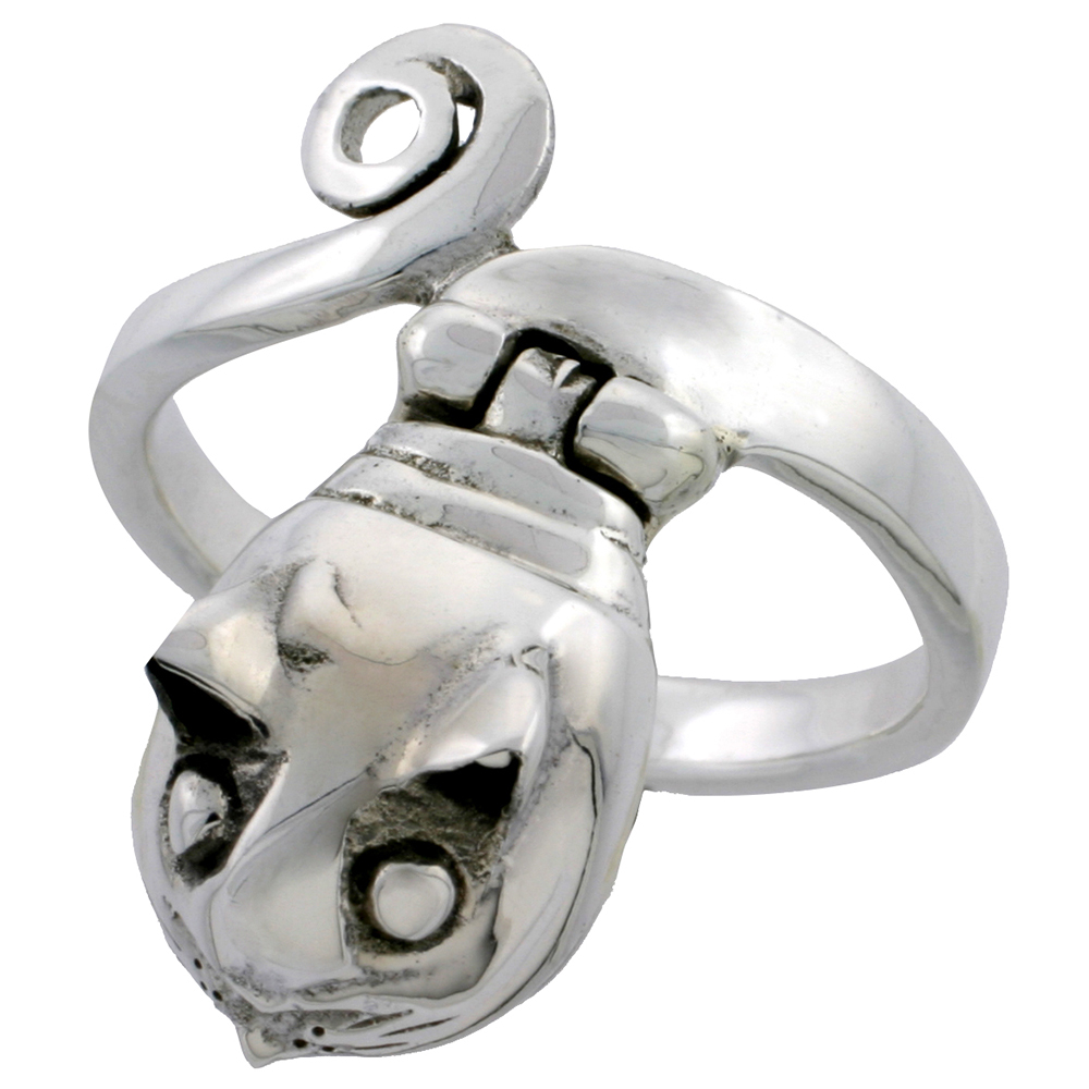 STERLING SILVER SNAKE POISON RING 1 INCH SIZES 6 - 10