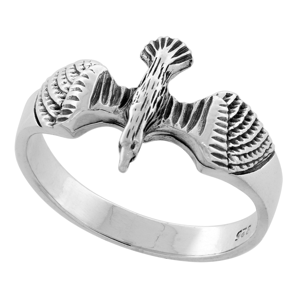 STERLING SILVER EAGLE RING 5/8 INCH WIDE SIZES 6 TO 15