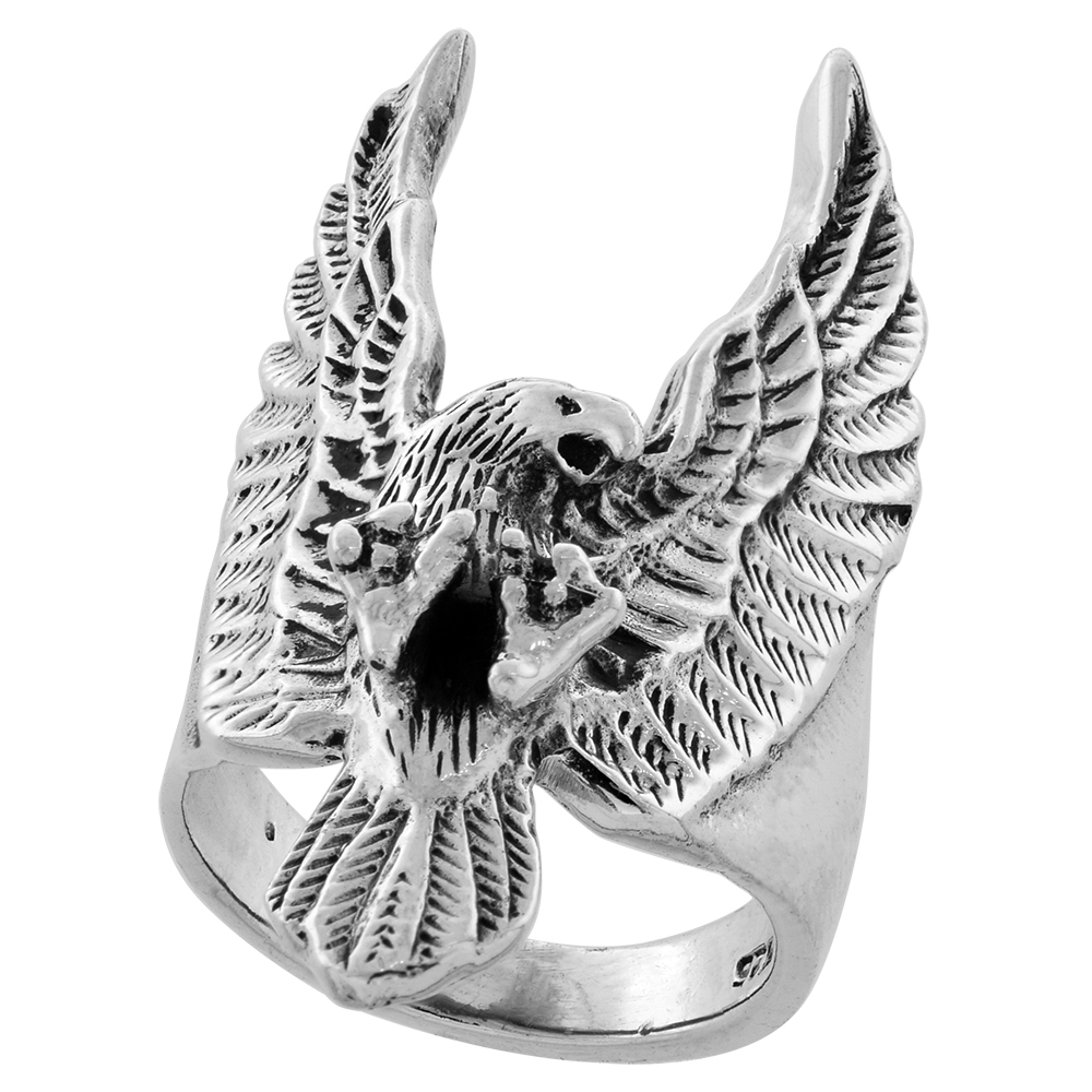 STERLING SILVER EAGLE RING LARGE 1 1/4 INCH WIDE