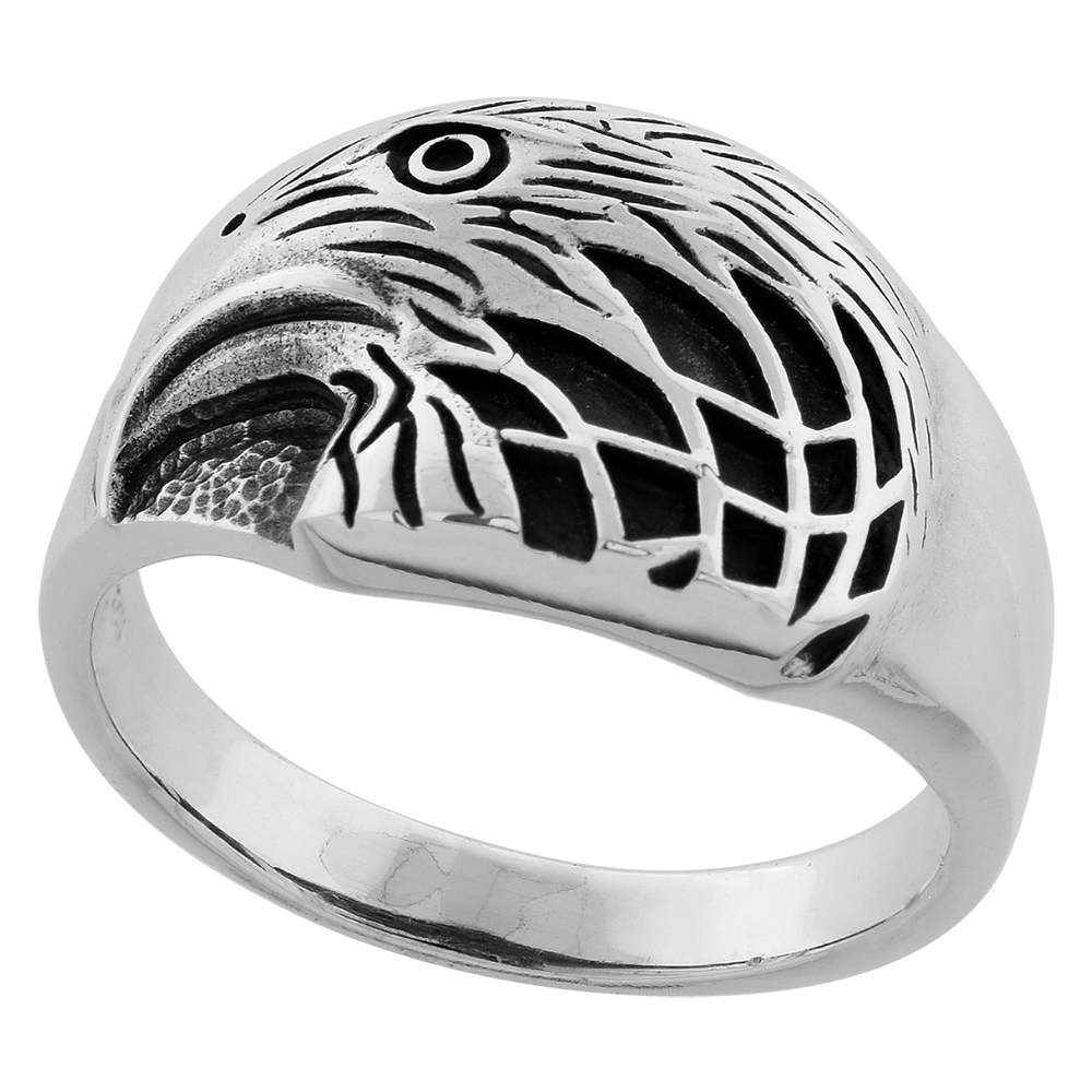 STERLING SILVER EAGLE HEAD RING 5/8 INCH LONG SIZES 6 TO 15
