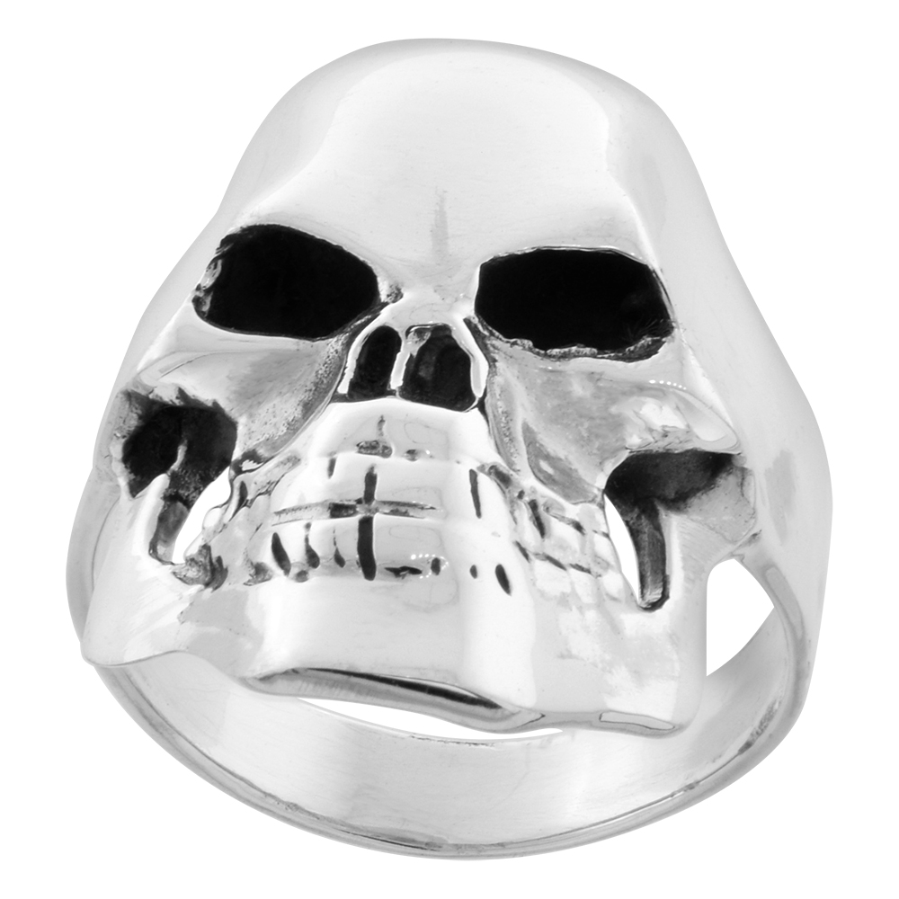 STERLING SILVER FRACTURED SKULL RING 1 1/8 INCH WIDE