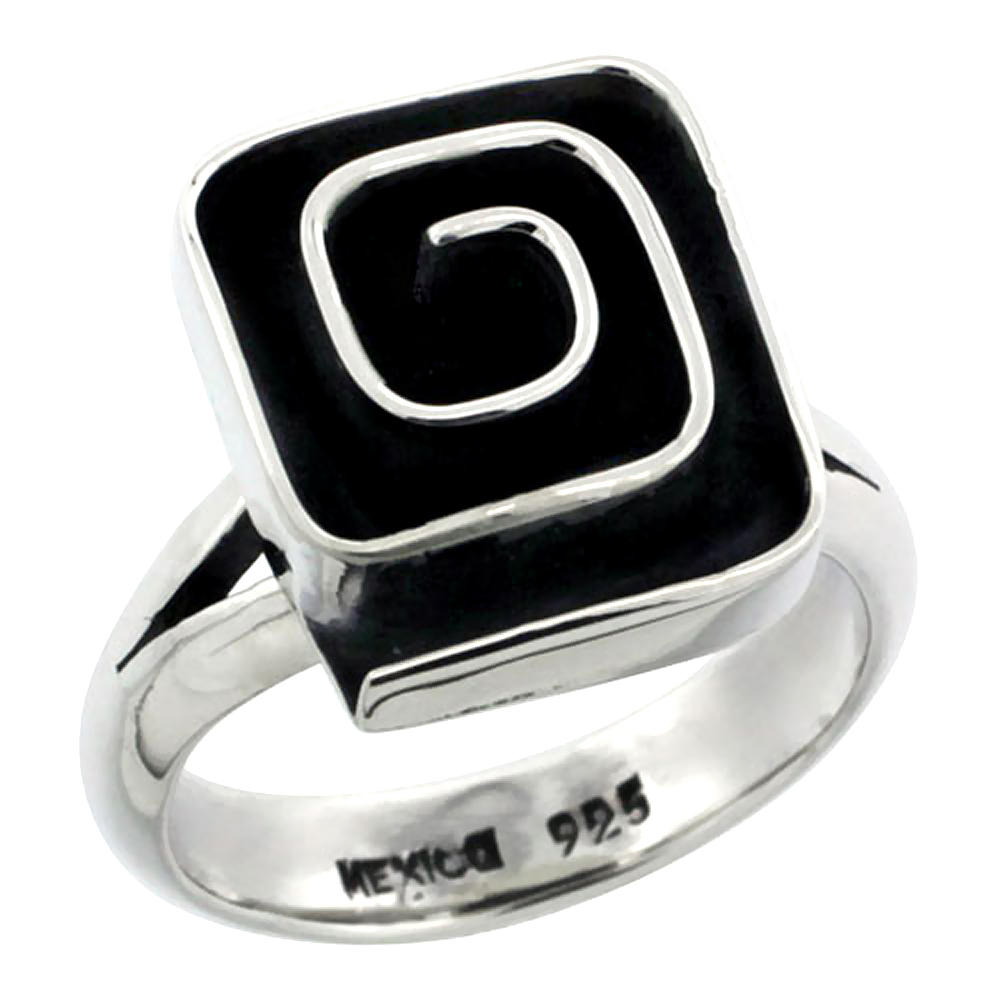 sterling silver Square Spiral Ring for Women Heavy Handmade 5/8 inch