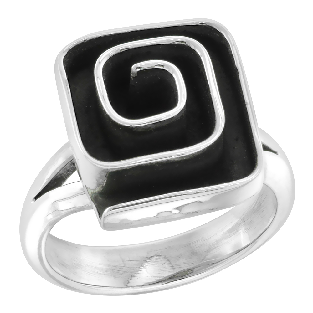 STERLING SILVER SQUARE SPIRAL RING FOR WOMEN HEAVY HANDMADE 5/8 INCH