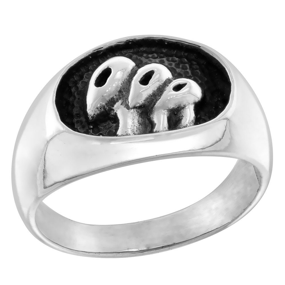 STERLING SILVER ALIEN RING FOR MEN & WOMEN 1/2 INCH