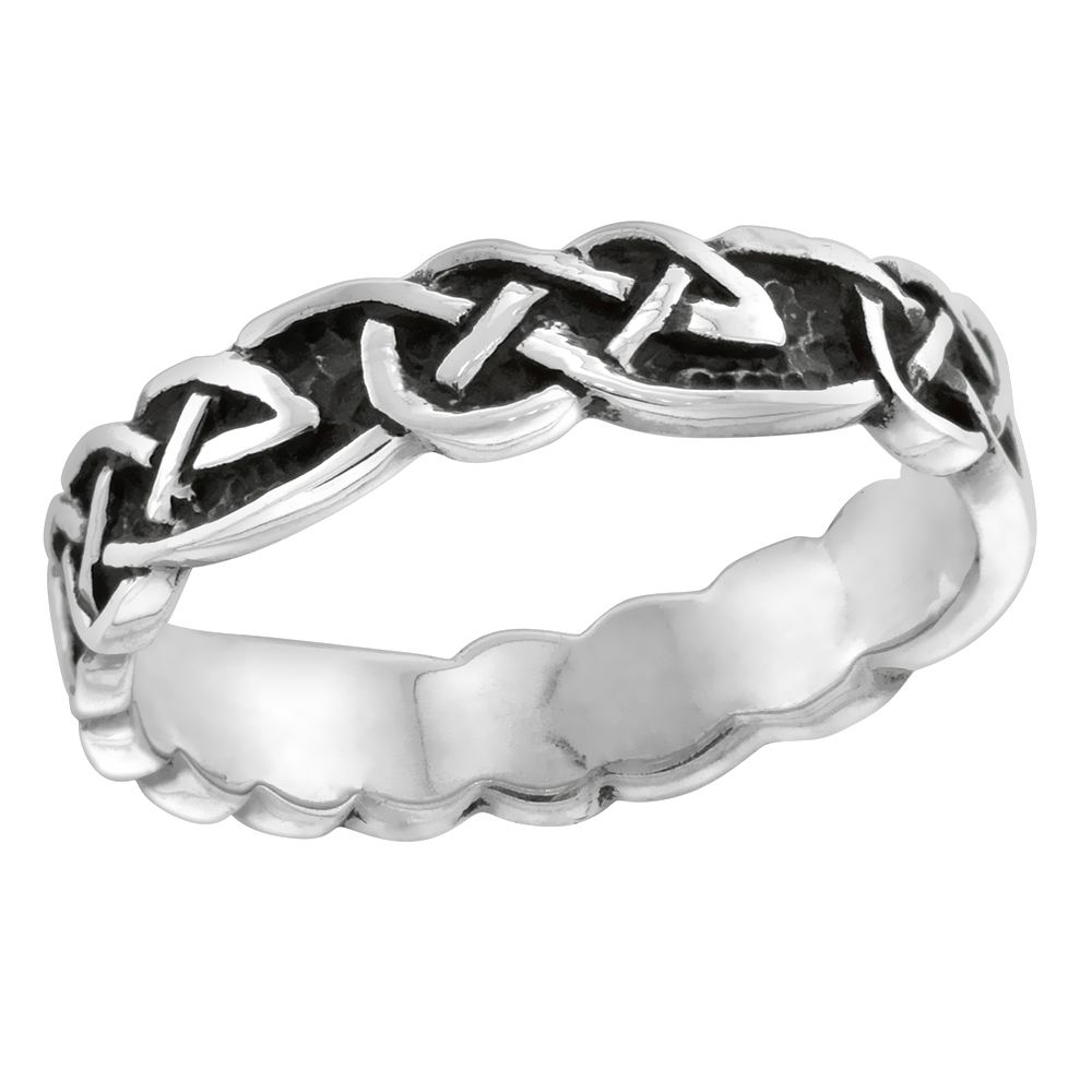 STERLING SILVER CELTIC KNOT RING FOR WOMEN 3/16 INCH SIZES 5 1/2 - 13