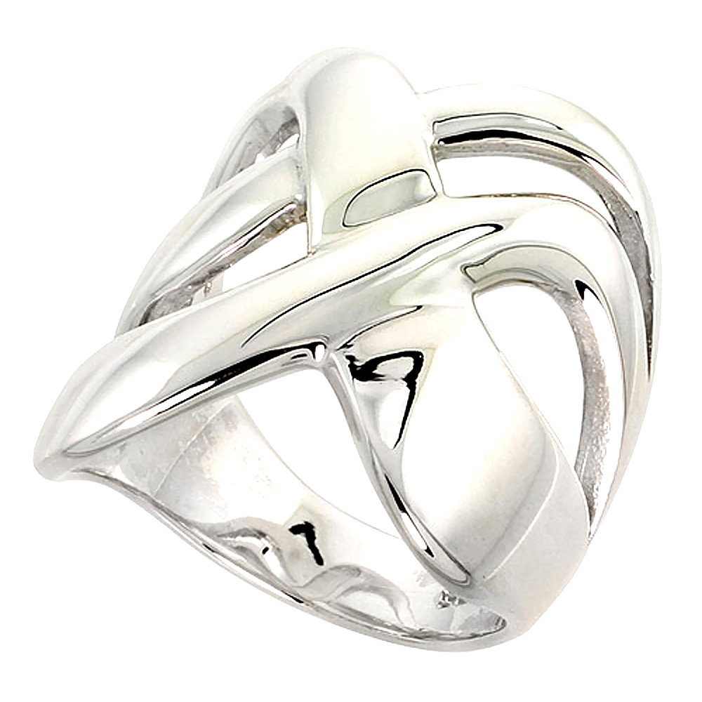 Sterling Silver Crisscross Ring for Women Flawless finish 1 inch wide sizes 6 - 10