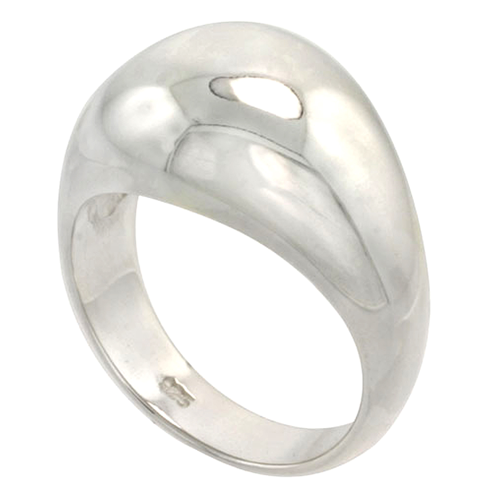 Sterling Silver High Dome Cigar Band Ring for Women Flawless finish 5/8 inch wide sizes 6 - 10