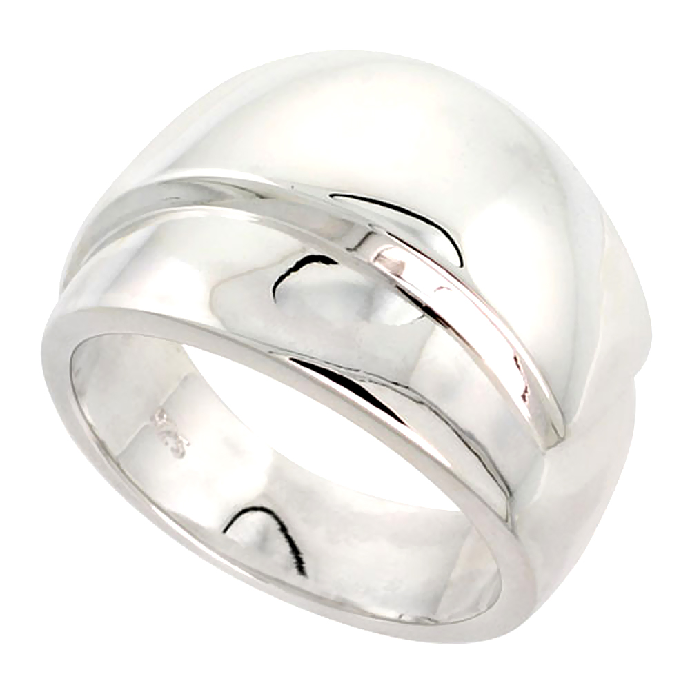 Sterling Silver Cigar Band Ring for Women Flawless finish 5/8 inch wide sizes 6 - 10