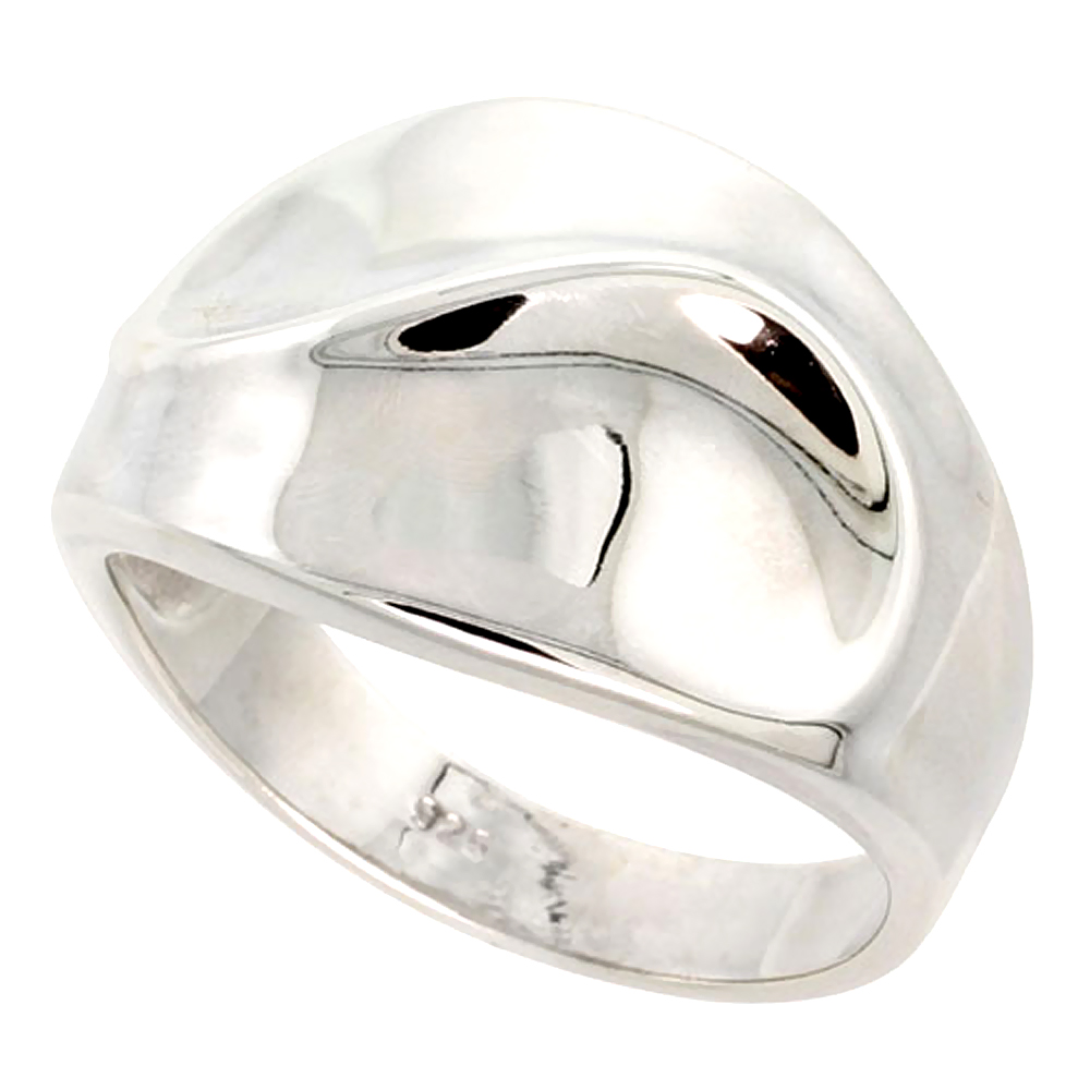Sterling Silver Cigar Band Ring w/ Swirl Flawless finish 5/8 inch wide sizes 6 - 10