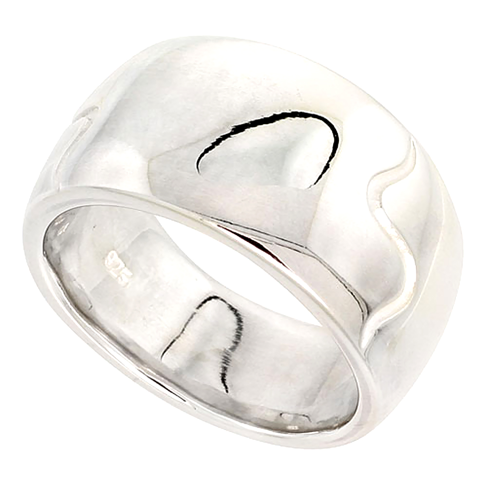Sterling Silver Low Dome Cigar Band Ring for Women Flawless finish 1/2 inch wide sizes 6 - 10