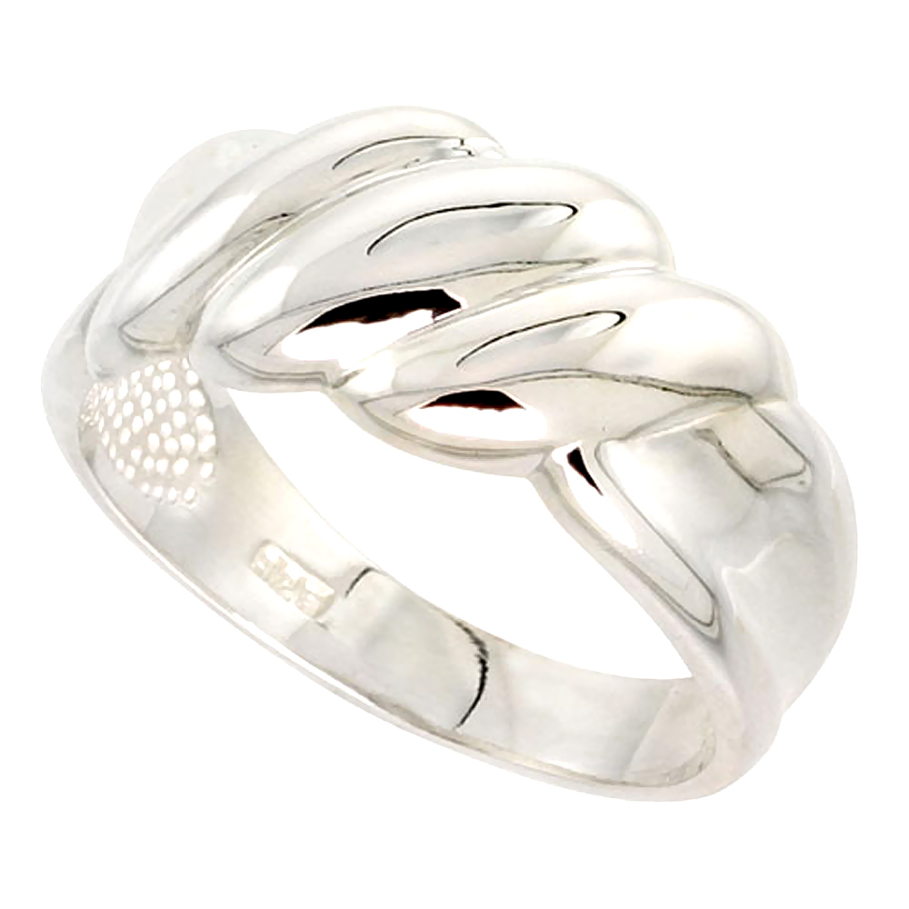 Sterling Silver Domed Ridge Ring for Women Flawless finish 3/8 inch wide sizes 6 - 10