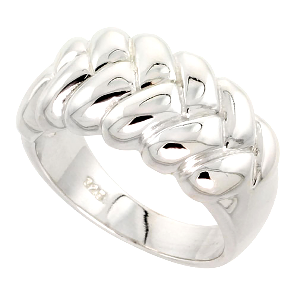Sterling Silver Braided Dome Ring for Women Flawless finish 1/2 inch wide sizes 6 - 10