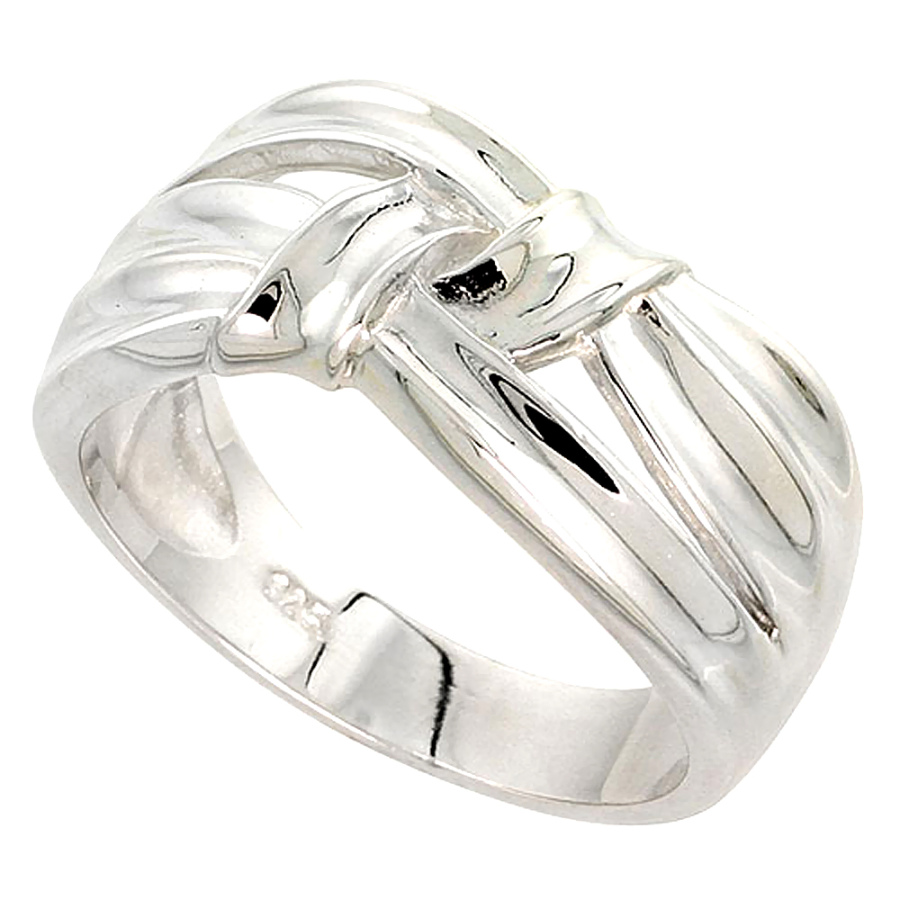 Sterling Silver Ribbon Ring for Women Flawless finish 3/8 inch wide sizes 6 - 10
