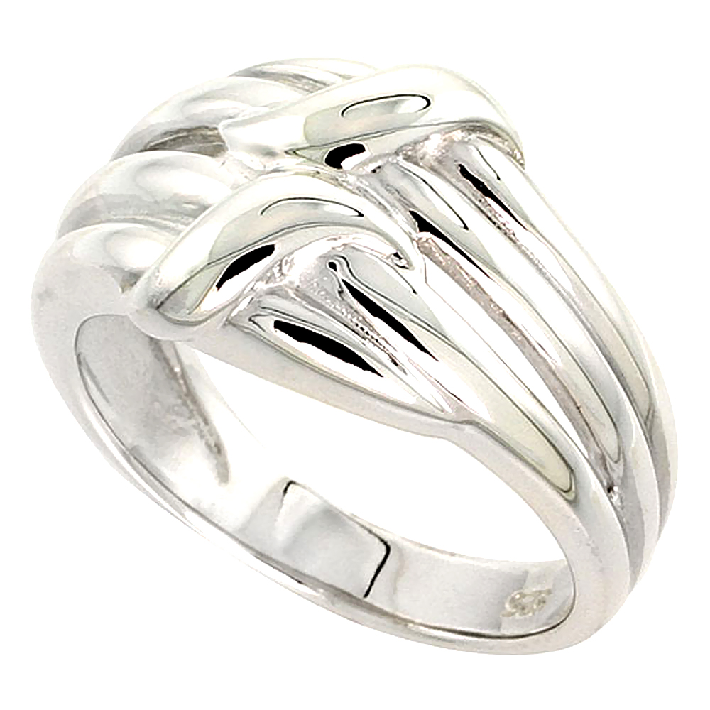 Sterling Silver Ribbon Ring for Women Flawless finish 9/16 inch wide sizes 6 to 10