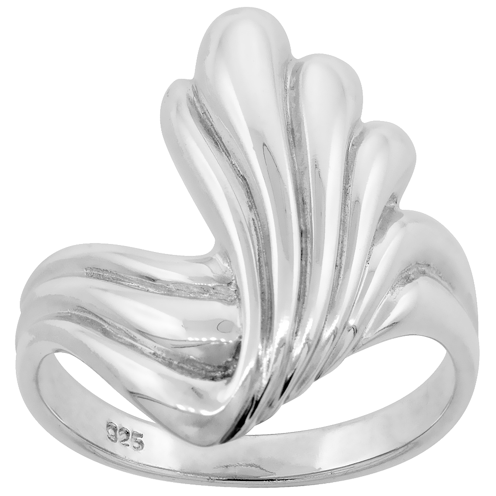 Sterling Silver Wave Ring for Women Flawless finish 7/8 inch wide sizes 6 to 10