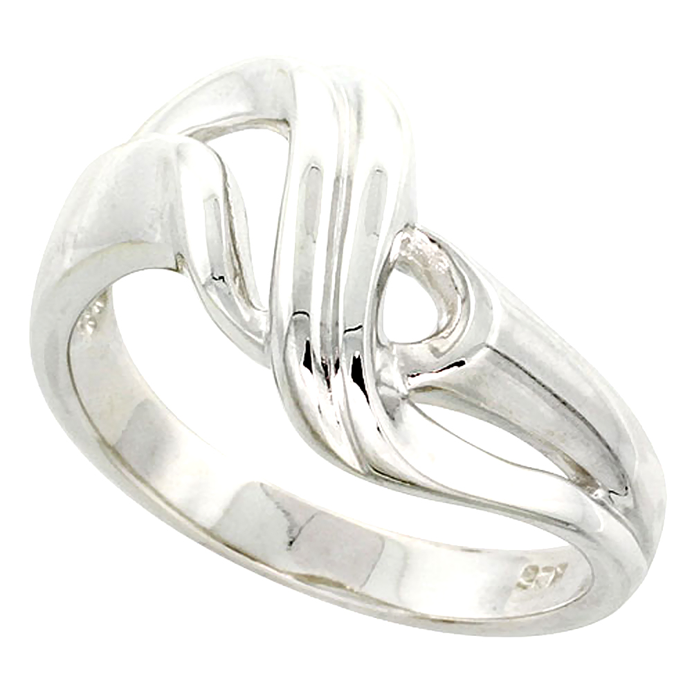 Sterling Silver Ribbon Ring for Women Flawless finish 1/2 inch wide sizes 6 to 10