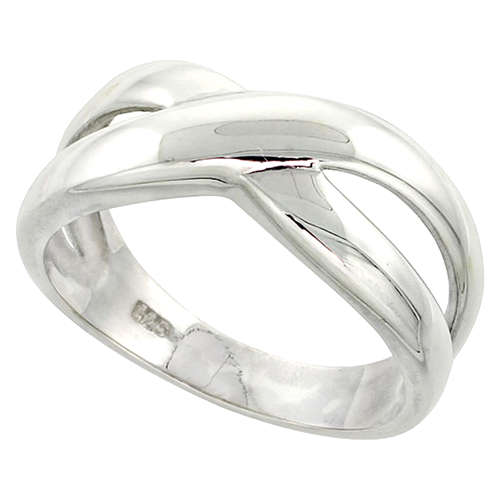Sterling Silver Freeform Ring for Women Flawless finish 3/8 inch wide sizes 6 to 10