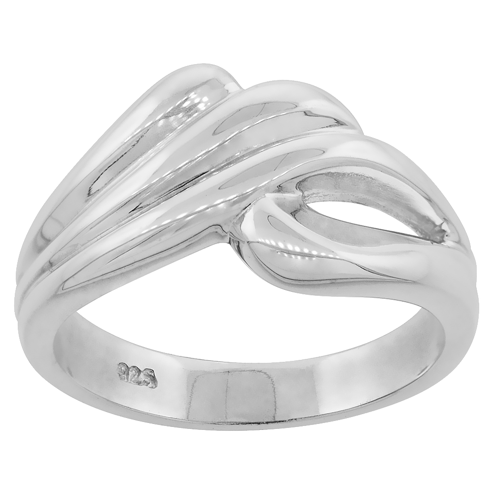 Sterling Silver Freeform Ring for Women Flawless finish 1/2 inch wide sizes 6 to 10
