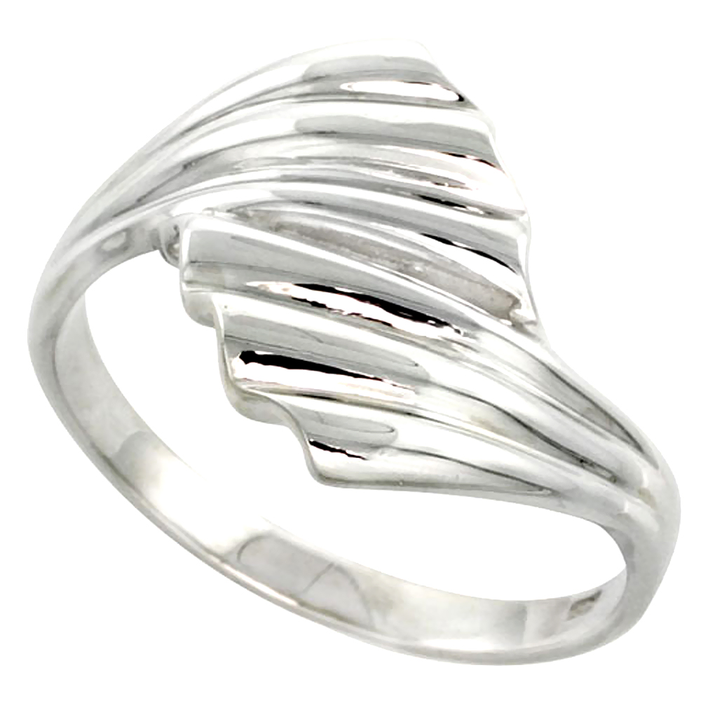 Sterling Silver Freeform Ring for Women Flawless finish 3/4 inch wide sizes 6 to 10