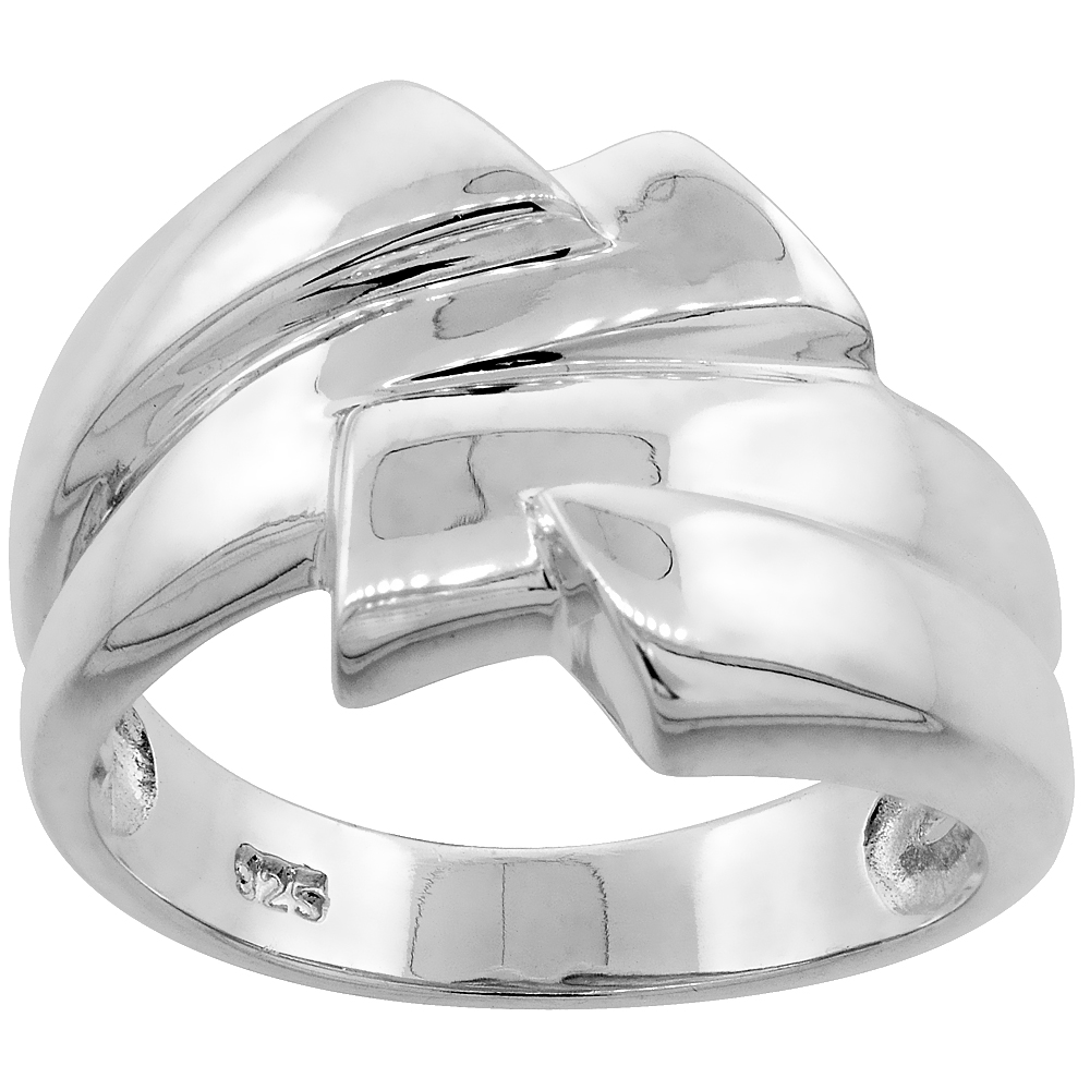 Sterling Silver Freeform Ring for Women Flawless finish 1/2 inch wide sizes 6 to 10