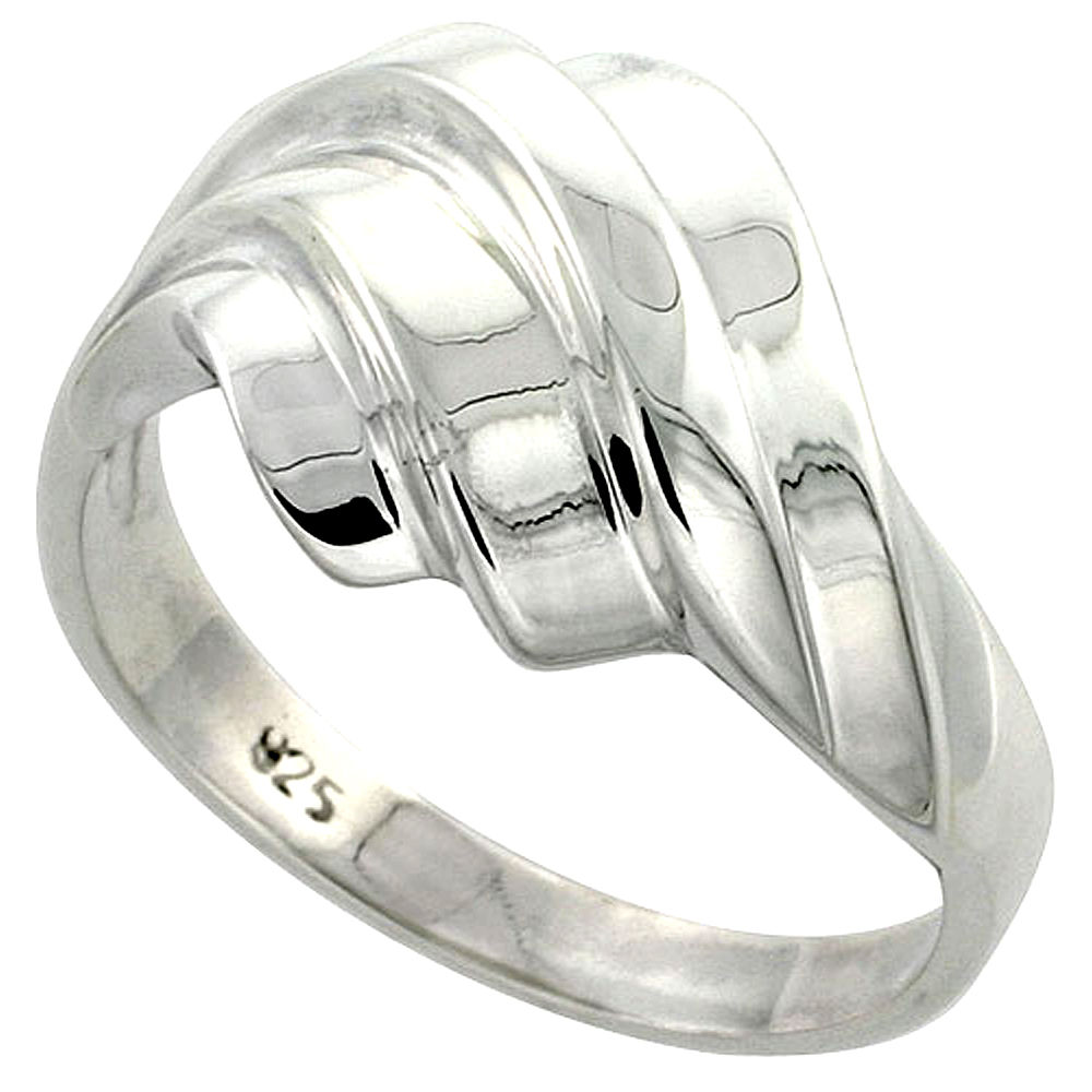 Sterling Silver Freeform Ring for Women Flawless finish 1/2 inch wide sizes 6 to 10