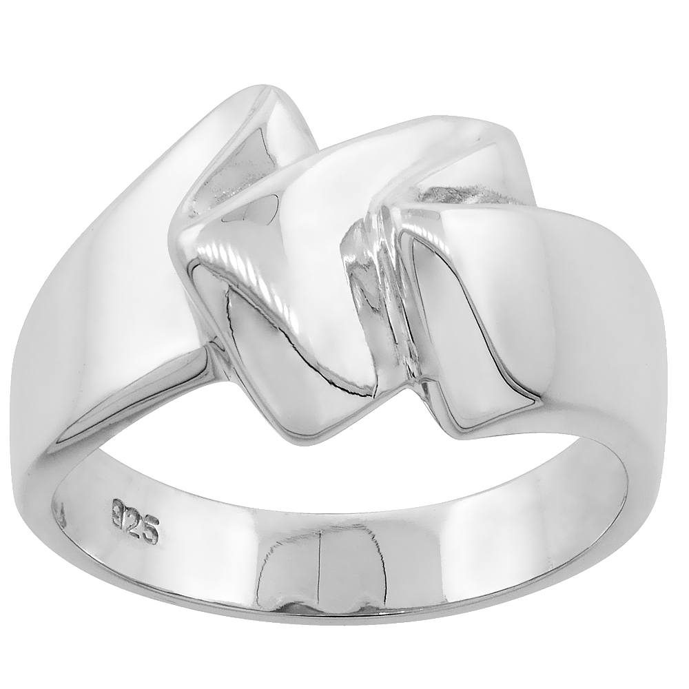 Sterling Silver Freeform Ring for Women Flawless finish 1/2 inch wide sizes 6 to 10