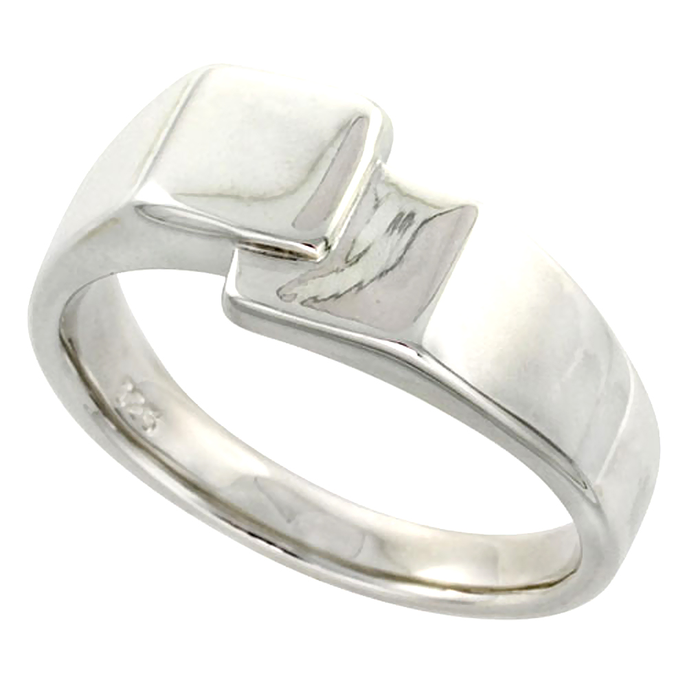 Sterling Silver Freeform Ring for Women Flawless finish 3/8 inch wide sizes 6 to 10