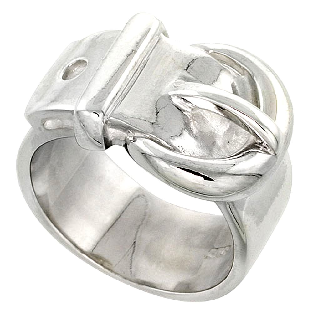 Sterling Silver Belt Buckle Ring for Women Flawless finish 1/2 inch wide sizes 6 to 10