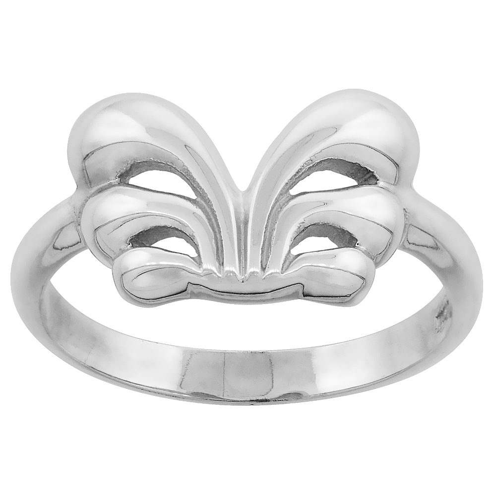 Sterling Silver Fountain Ring for Women Flawless finish 3/8 inch wide sizes 6 to 10
